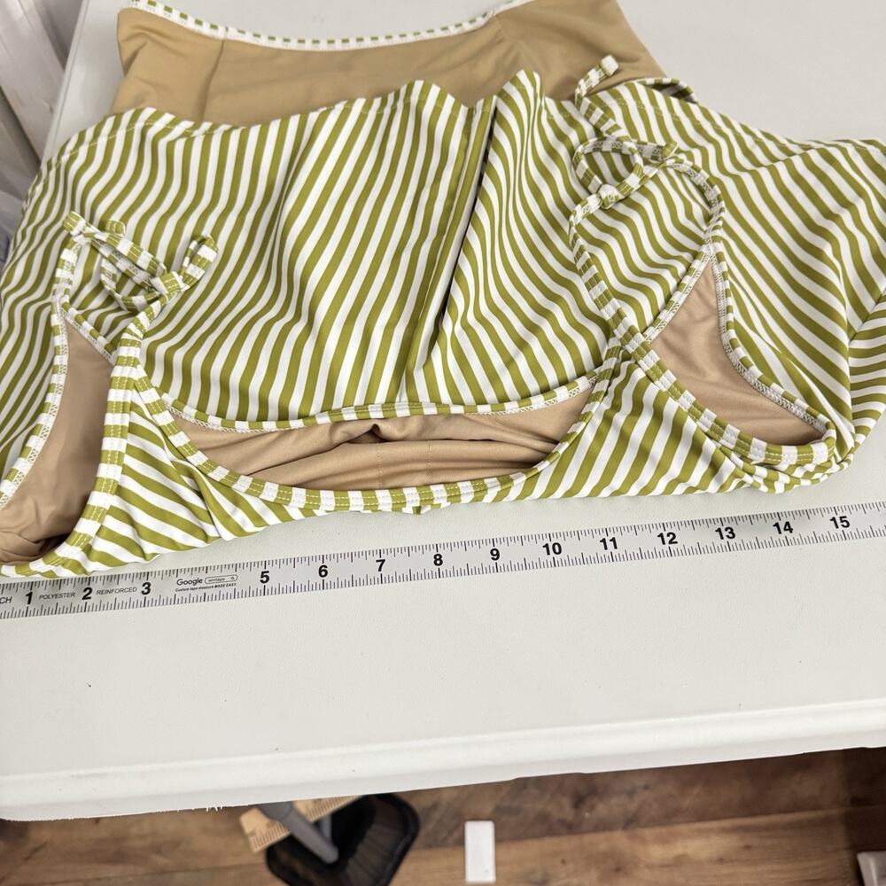 Kortni Jeane 2-Piece Swimsuit Sz S Pear Stripes Swing Top High Rise Bottoms - Picture 9 of 12